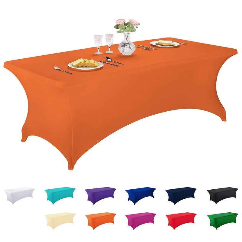 LZY Spandex Fitted Stretch Table Cover for 6 ft or 4ft or 8ft Folding Table, Rectangular Cocktail Tablecloth, Perfect for Party or Banquet - Image 1